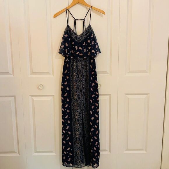 Princess Vera Wang Blue Pink Paisley Print Sleeveless Maxi Dress Medium - Picture 2 of 11